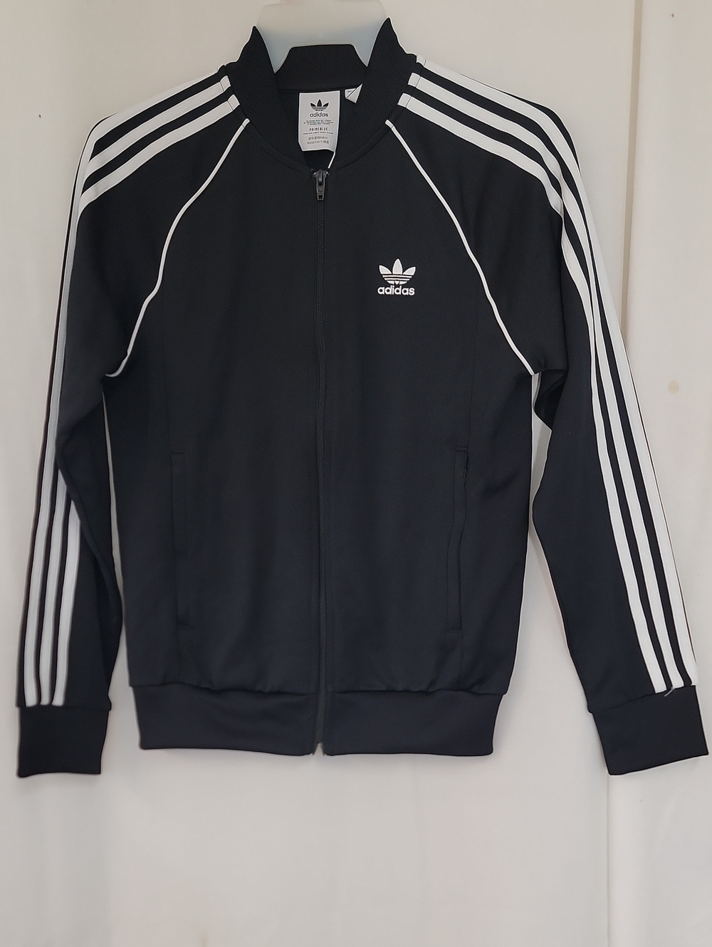 adidas Originals Black and White Three-Stripe Bomber Jacket